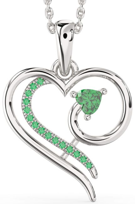 Emerald Platinum Heart Necklace