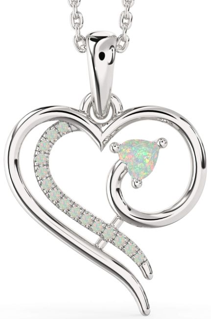 Opal Silver Heart Necklace