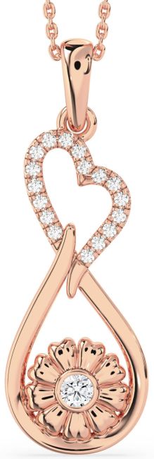 Large Diamond Rose Gold Heart Teardrop Flower Necklace