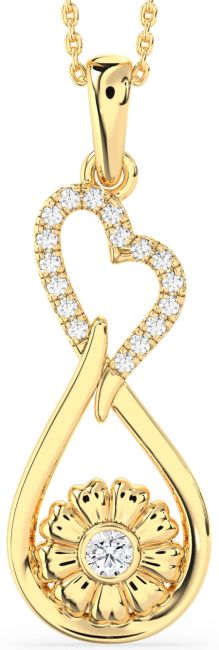 Large Diamond Gold Silver Heart Teardrop Flower Necklace