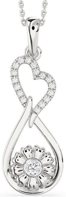Large Diamond Platinum Heart Teardrop Flower Necklace