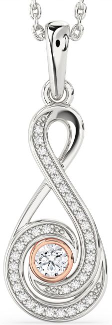 Diamond Platinum & Rose Gold Infinity Necklace