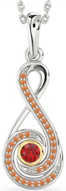 Ruby & Citrine Gold Silver Infinity Necklace