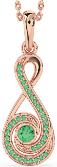 Emerald Rose Gold Infinity Necklace