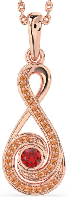 Ruby & Citrine Rose Gold Infinity Necklace