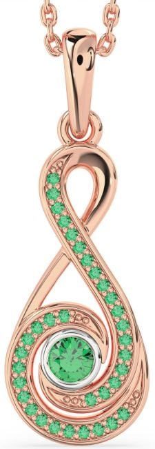 Emerald Rose Gold Silver Infinity Necklace