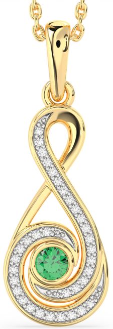 Diamond & Emerald Gold Infinity Necklace