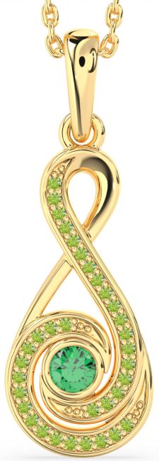 Emerald & Peridot Gold Silver Infinity Necklace