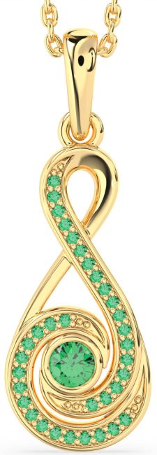 Emerald Gold Silver Infinity Necklace