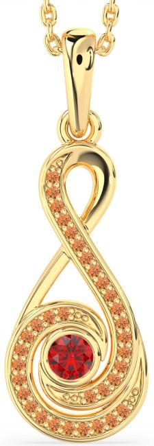 Ruby & Citrine Gold Infinity Necklace