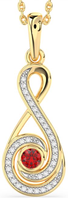 Diamond & Ruby Gold Infinity Necklace