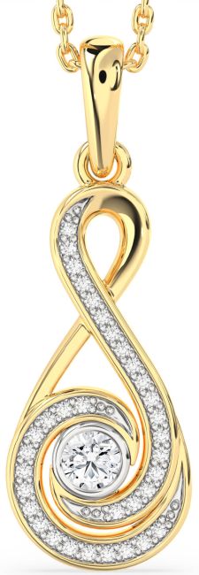 Diamond White Yellow Gold Infinity Necklace