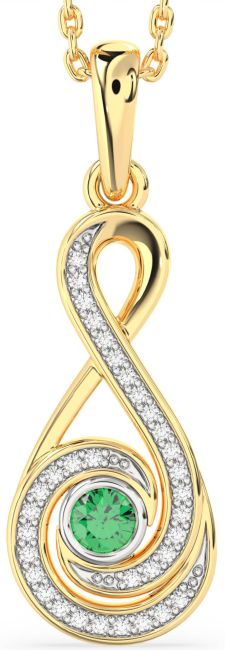 Diamond & Emerald Gold Silver Infinity Necklace