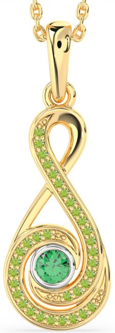 Emerald & Peridot Gold Silver Infinity Necklace