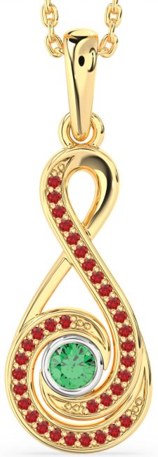 Emerald & Ruby Gold Silver Infinity Necklace