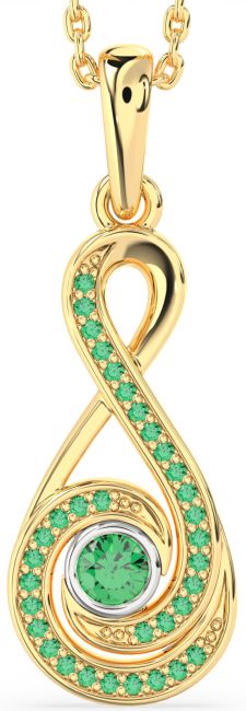 Emerald Gold Silver Infinity Necklace