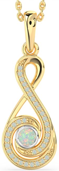 Opal Gold Silver Infinity Necklace