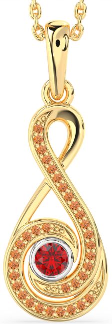 Ruby & Citrine Gold Silver Infinity Necklace