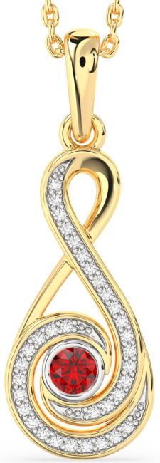 Diamond & Ruby Gold Silver Infinity Necklace