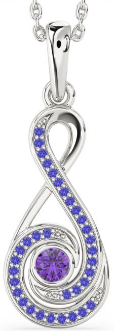 Amethyst & Tanzanite White Gold Infinity Necklace