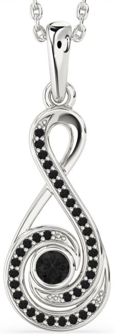 Black Diamond Silver Infinity Necklace