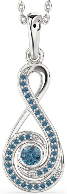 Blue Diamond Silver Infinity Necklace