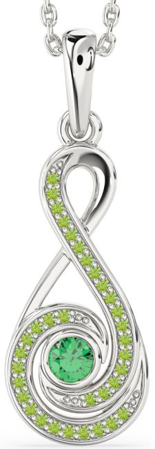 Emerald & Peridot Silver Infinity Necklace