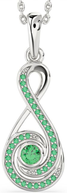 Emerald Platinum Infinity Necklace