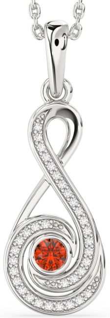 Diamond & Fire Opal Platinum Infinity Necklace