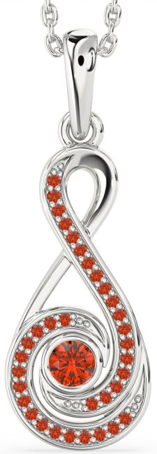 Fire Opal Platinum Infinity Necklace