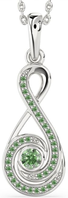 Green Diamond Silver Infinity Necklace