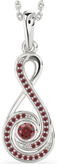 Garnet Silver Infinity Necklace