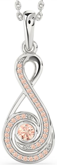 Morganite Silver Infinity Necklace