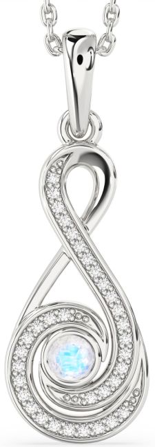 Diamond & Moonstone Silver Infinity Necklace