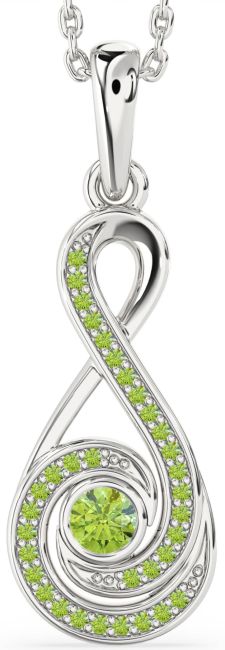 Peridot Silver Infinity Necklace