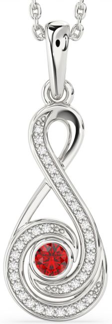 Diamond & Ruby Silver Infinity Necklace