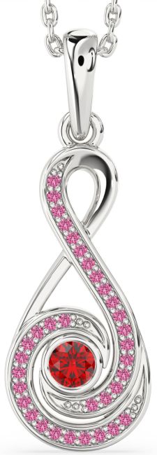 Ruby & Pink Sapphire Silver Infinity Necklace