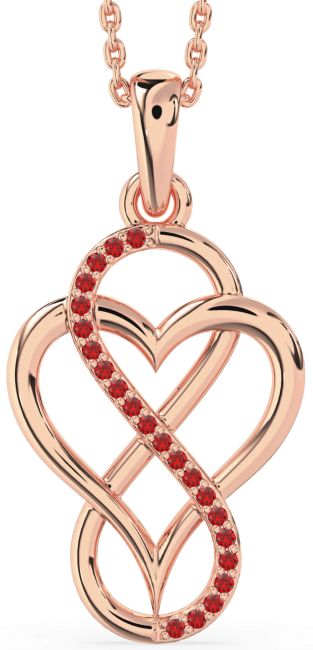 Ruby Rose Gold Heart Infinity Necklace