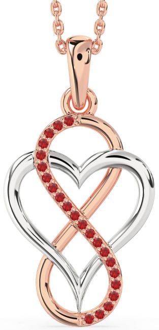Ruby Rose Gold Silver Heart Infinity Necklace