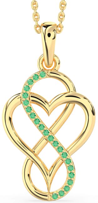 Emerald Gold Heart Infinity Necklace