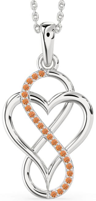 Citrine Silver Heart Infinity Necklace