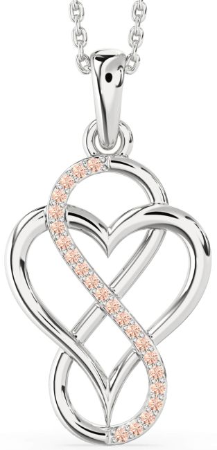 Morganite Silver Heart Infinity Necklace