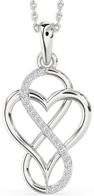Salt & Pepper Diamond Silver Heart Infinity Necklace