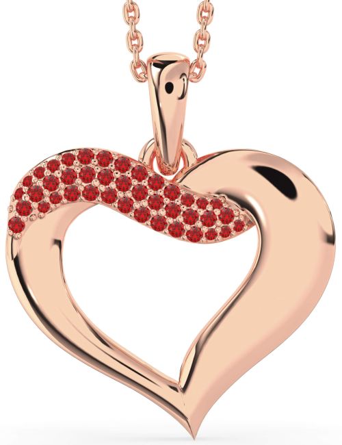 Large Ruby Rose Gold Heart Necklace