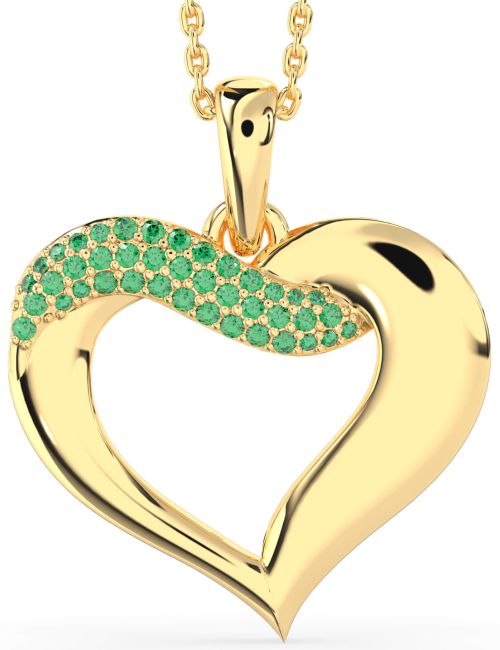 Large Emerald Gold Heart Necklace