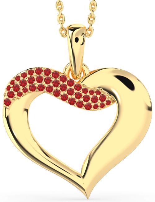 Large Ruby Gold Heart Necklace