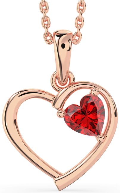Ruby Rose Gold Heart Necklace