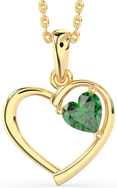 Emerald Gold Heart Necklace