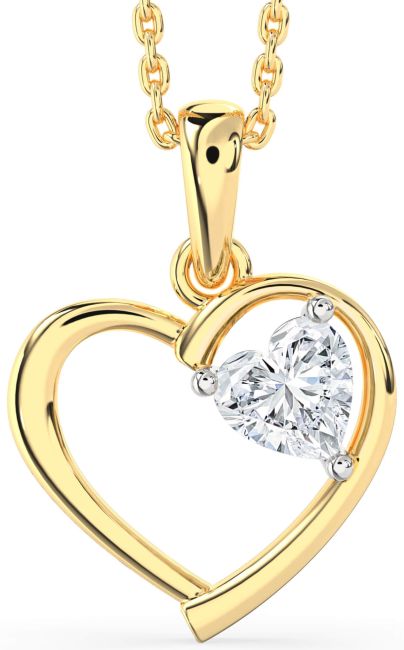 Diamond White Yellow Gold Heart Necklace