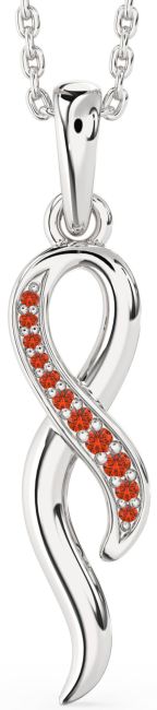 Fire Opal Platinum Infinity Necklace